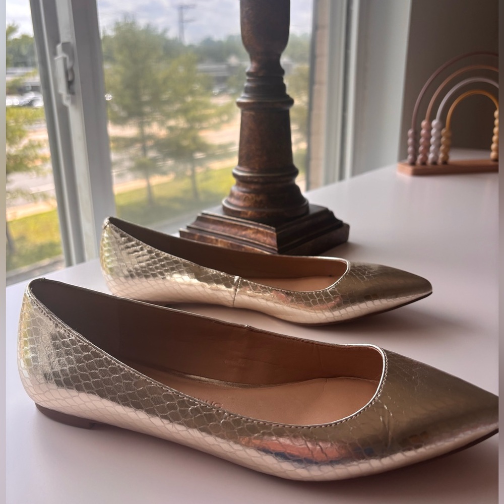 ❌SOLD❌ Banana Republic Gold Ballet Flats with Textured Finish